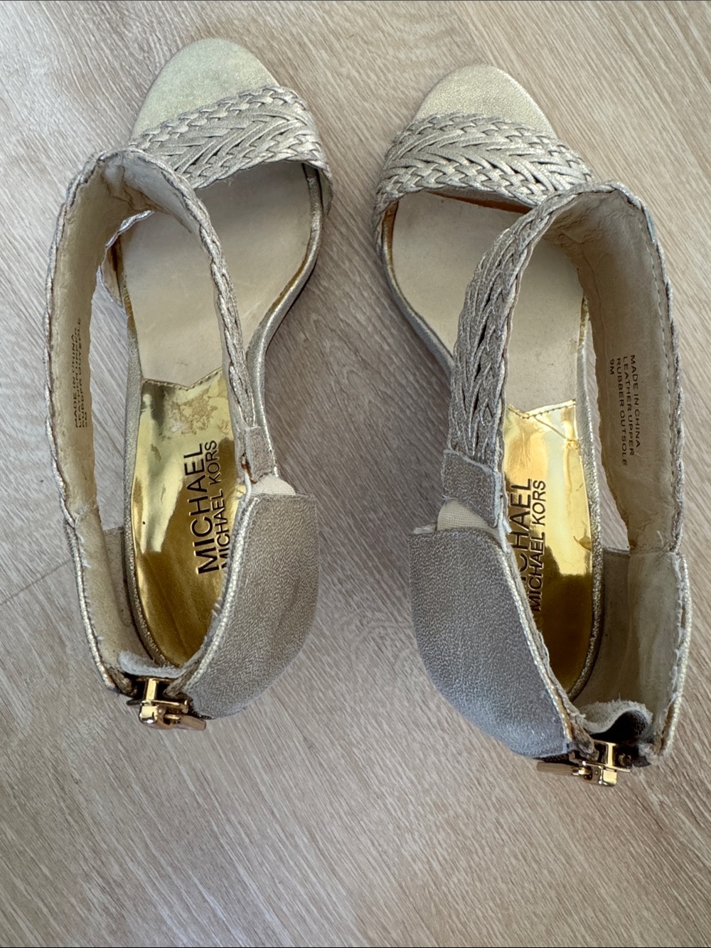 Michael Kors Braided Metallic Ankle-Strap Heels - Gold - Picture 4 of 6